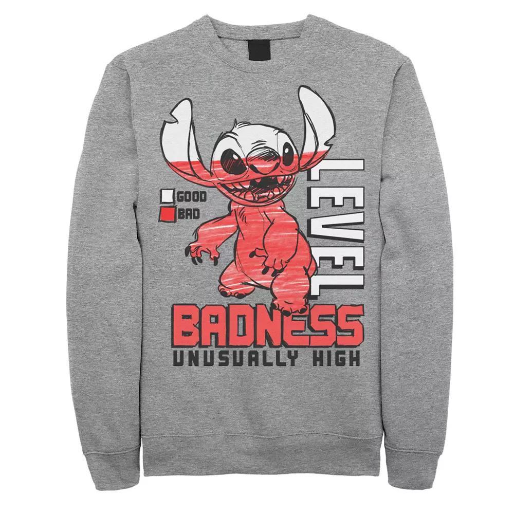 Disney's Lilo & Stitch Men's Level Badness Gradient Portrait Sweatshirt, Size: Medium, Athletic Grey Product Image