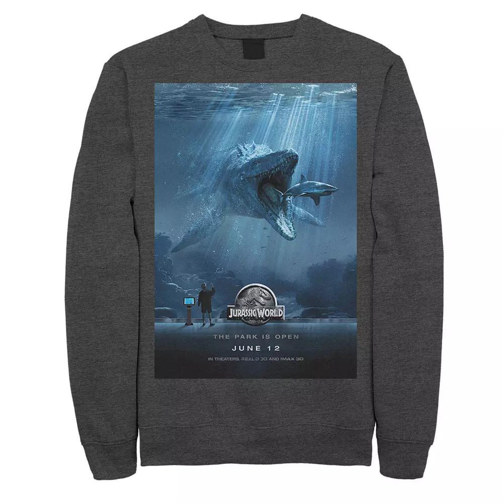 Men's Jurassic World Mosasaurus Movie Poster Sweatshirt, Size: Small, Grey Heather Product Image