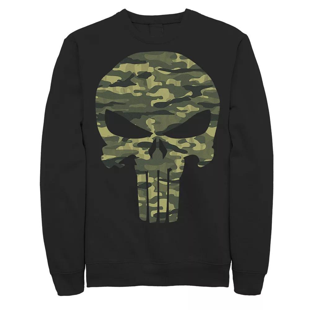 Men's Marvel The Punisher Camo Skull Symbol Sweatshirt, Size: Large, Black Product Image