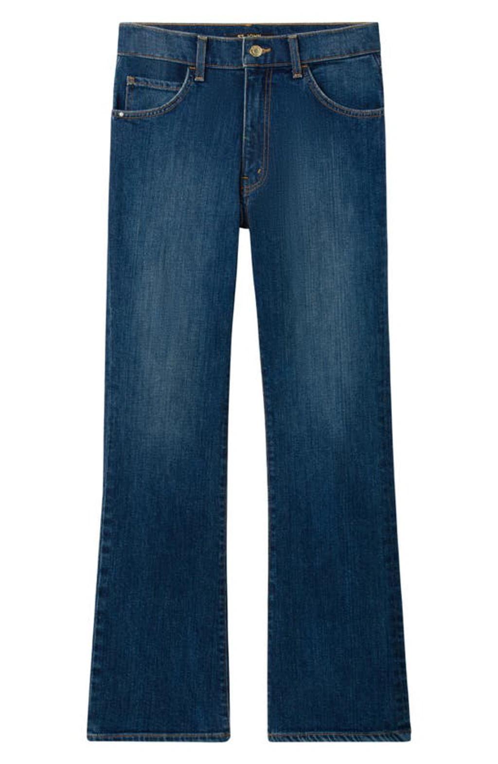 ST JOHN Laguna Stretch Denim Flare Leg Jeans In Dark Indigo Product Image
