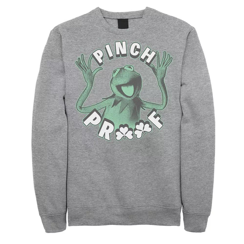 Disneys Muppets Kermit The Frog Mens St. Patricks Day Pinch Proof Sweatshirt Athletic Grey Product Image