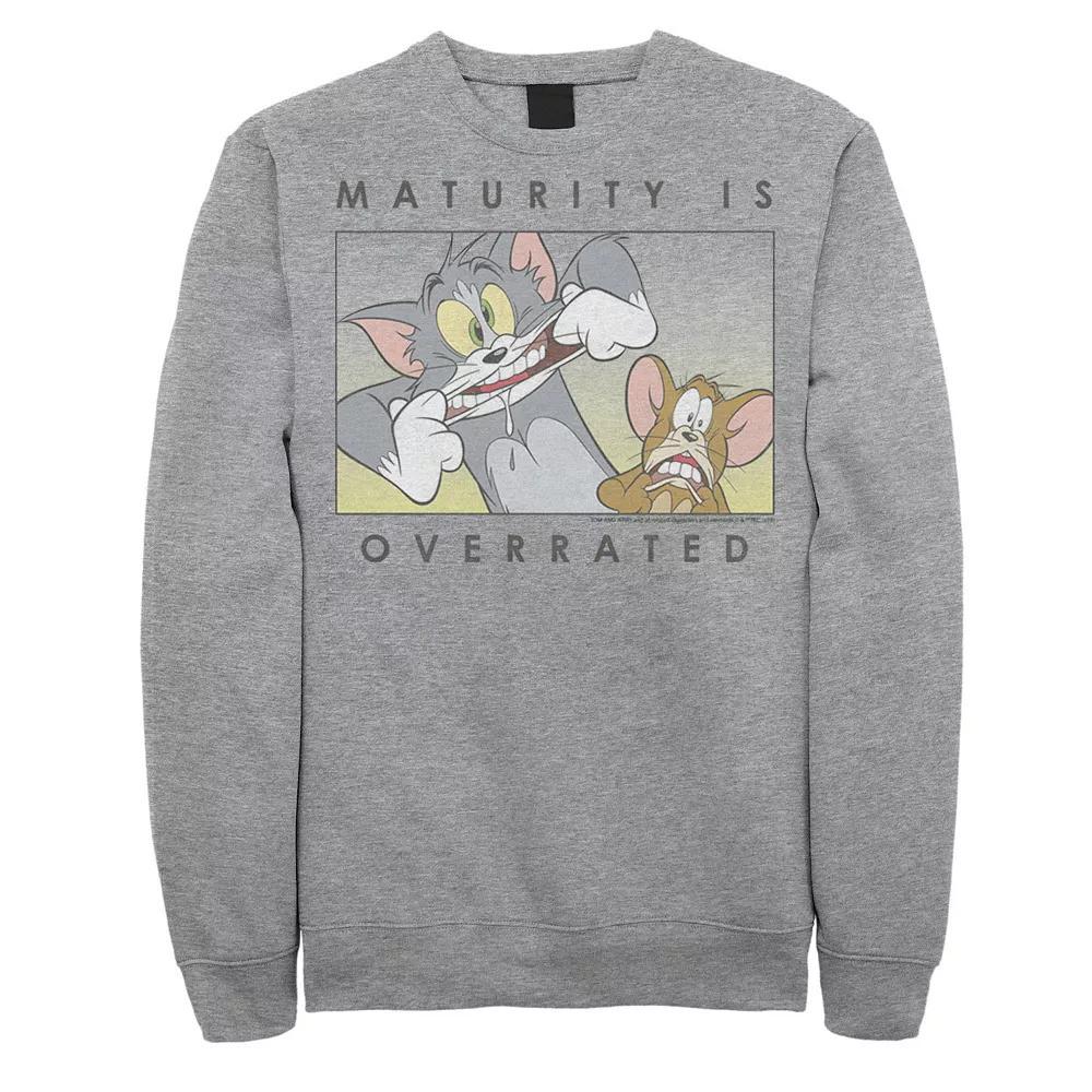 Men's Tom And Jerry Maturity Is Overrated Goofy Portrait Panel Sweatshirt, Size: XL, Athletic Grey Product Image