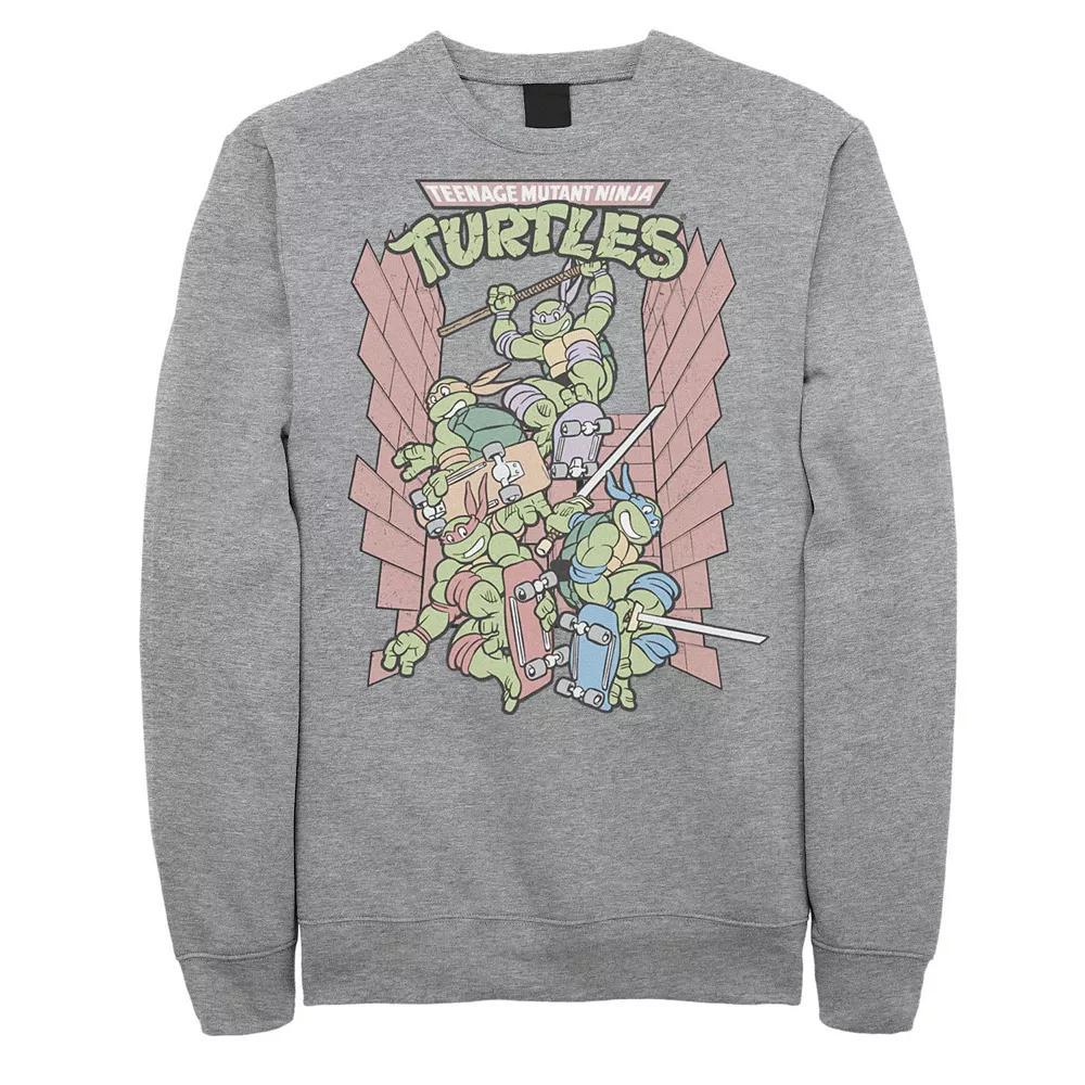 Big & Tall Nickelodeon Teenage Mutant Ninja Turtles Skateboarding Group Fleece Sweatshirt, Men's, Size: XL Tall, Athletic Grey Product Image