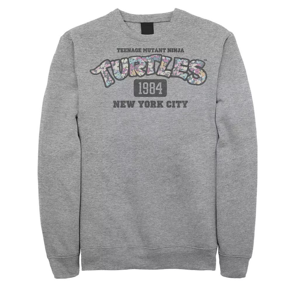 Big & Tall Nickelodeon Teenage Mutant Ninja Turtles Flower Filled Logo Fleece Sweatshirt, Men's, Size: XXL Tall, Athletic Grey Product Image
