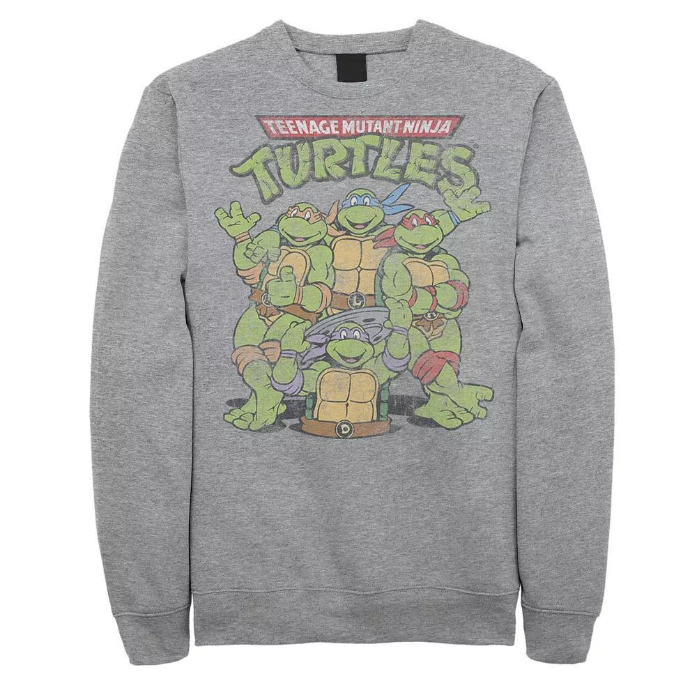 Big & Tall Nickelodeon Teenage Mutant Ninja Turtles Group Pose Fleece Sweatshirt, Men's, Size: 4XL, Athletic Grey Product Image