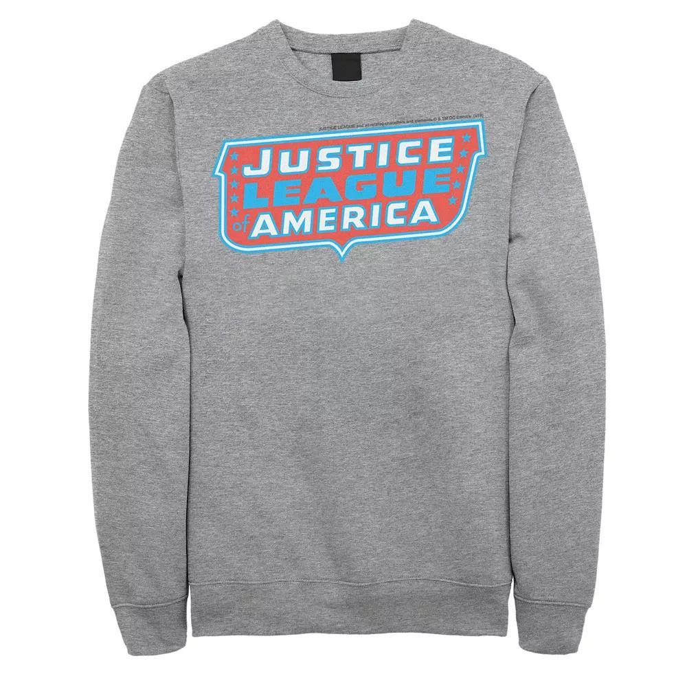 Men's DC Comics Justice League Of America Text Poster Logo Sweatshirt, Size: XXL, Athletic Grey Product Image