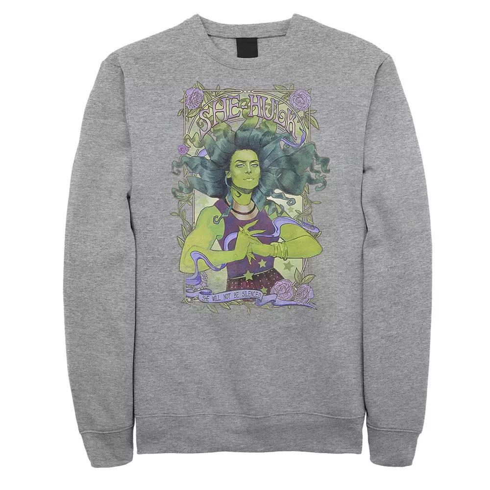 Men's Marvel She-Hulk Vintage Floral Sweatshirt, Size: Medium, Athletic Grey Product Image