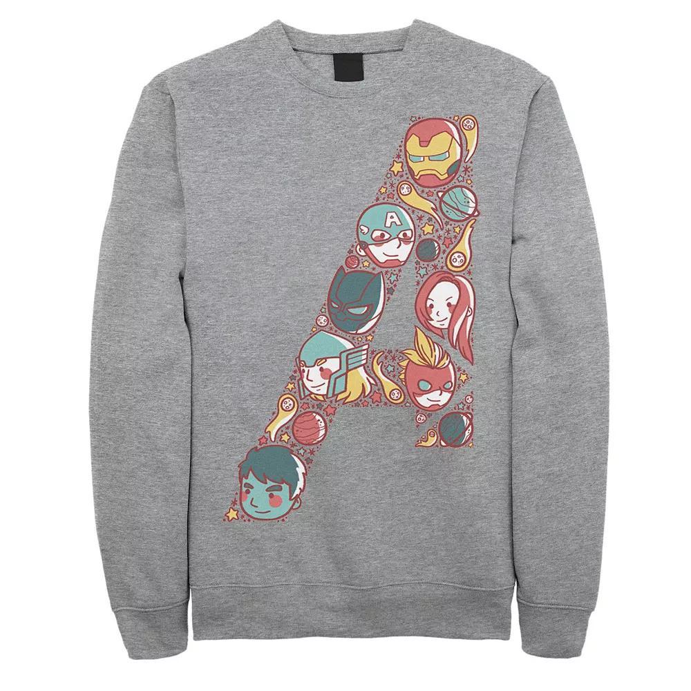 Men's Marvel Avengers Cute Anime Fill Logo Sweatshirt, Size: Medium, Athletic Grey Product Image