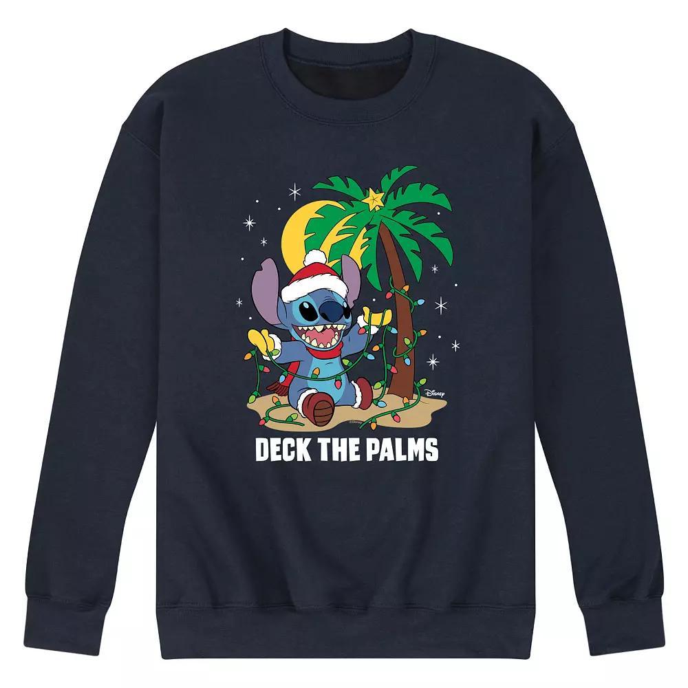 Disneys Lilo & Stitch Mens Deck The Palms Fleece Sweatshirt Blue Product Image