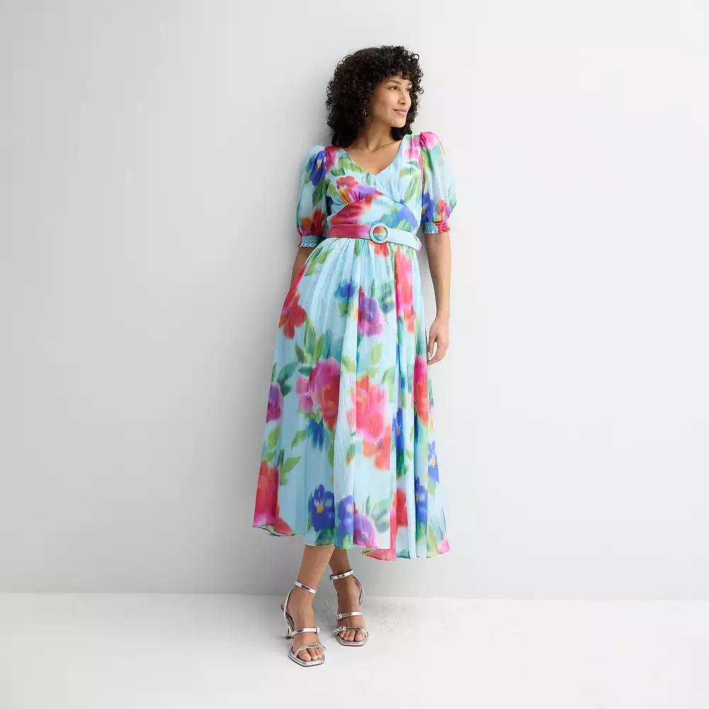 Women's Taylor Puff Sleeve Fit & Flare Dress, Size: 8, Blue Rose Product Image