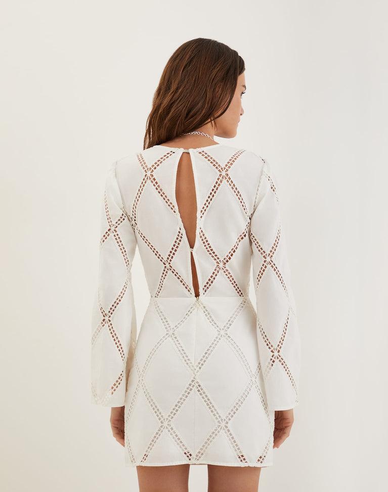 Eyelet Kaira Short Dress - Off White Product Image
