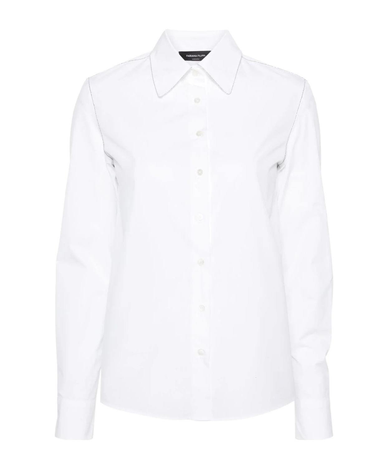 FABIANA FILIPPI Beaded Poplin Shirt In White Product Image