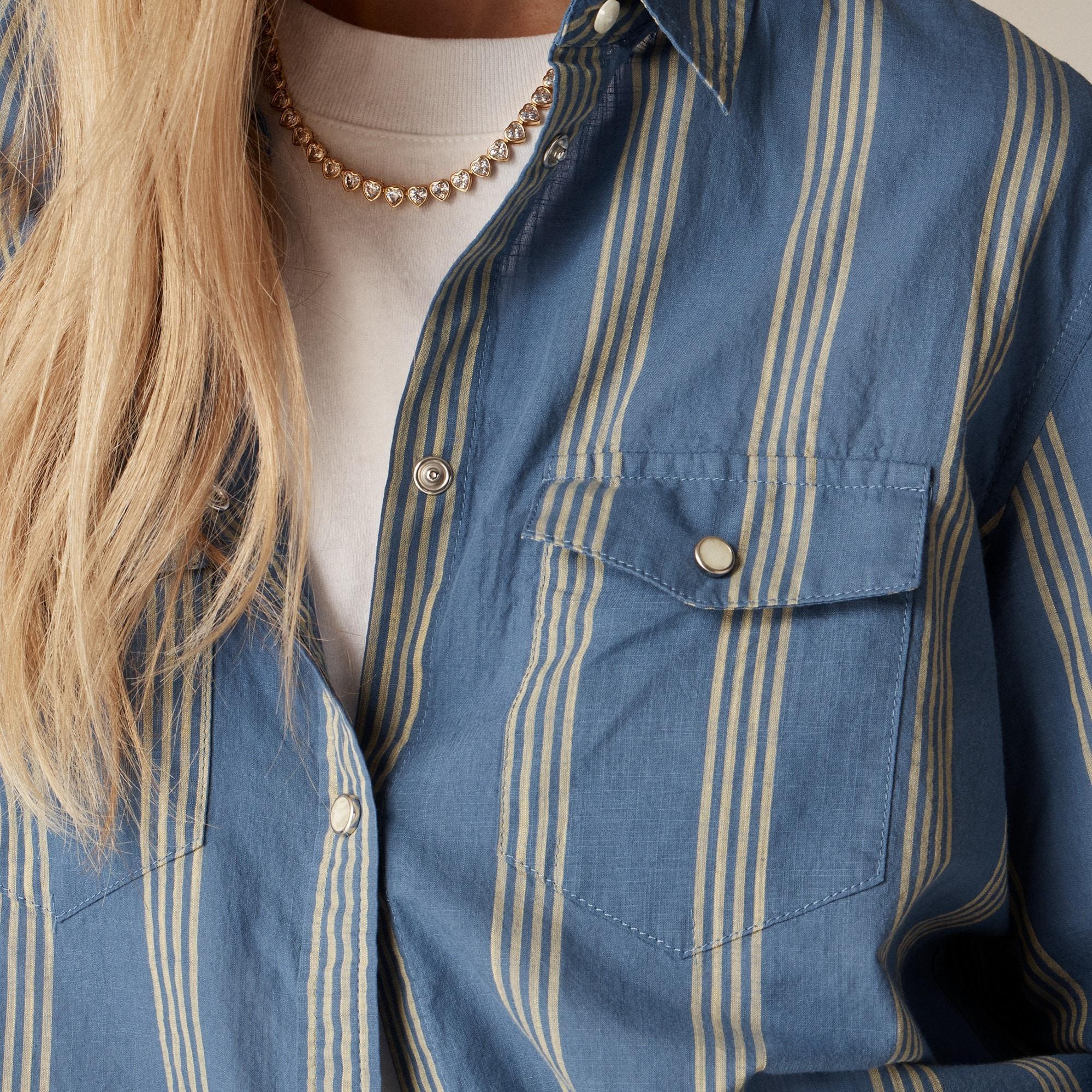 Western shirt in striped cotton voile Product Image