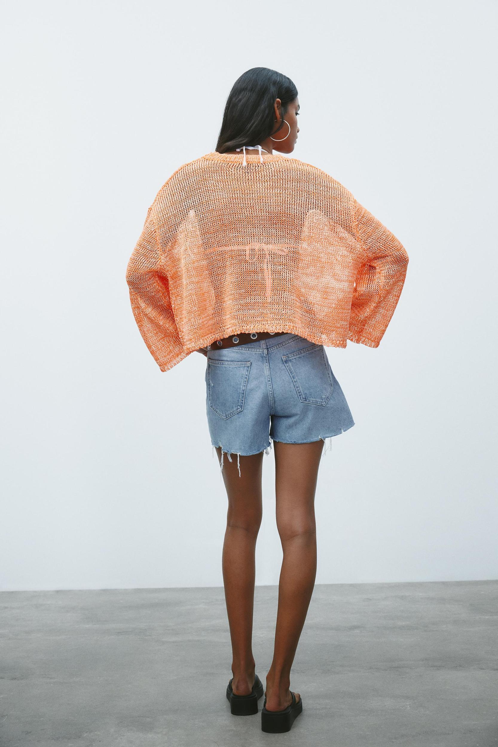 RIBBED KNIT SWEATER WITH RIBBONS Product Image