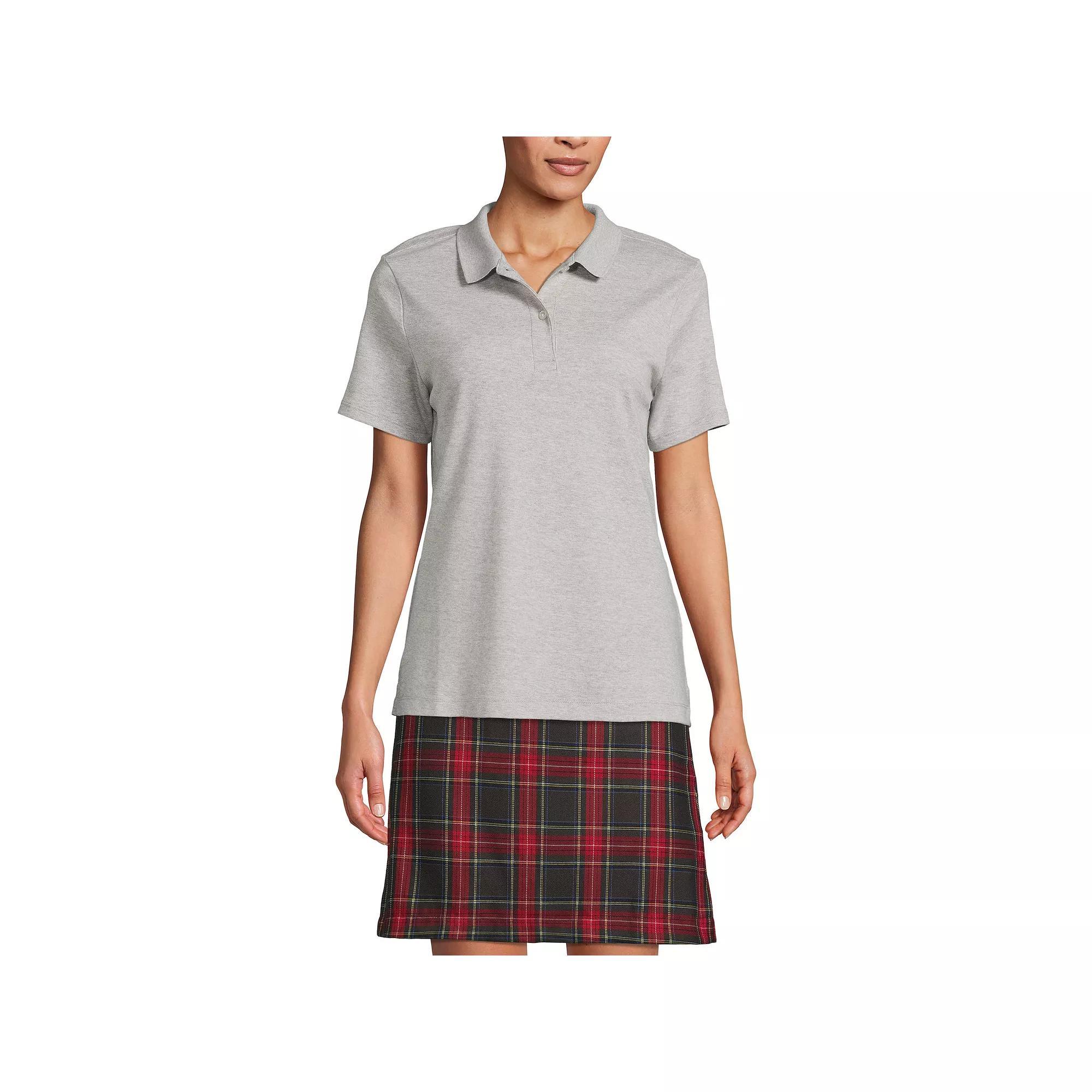 Women's Lands' End School Uniform Short Sleeve Interlock Polo Shirt, Size: Small, Gray Grey Product Image