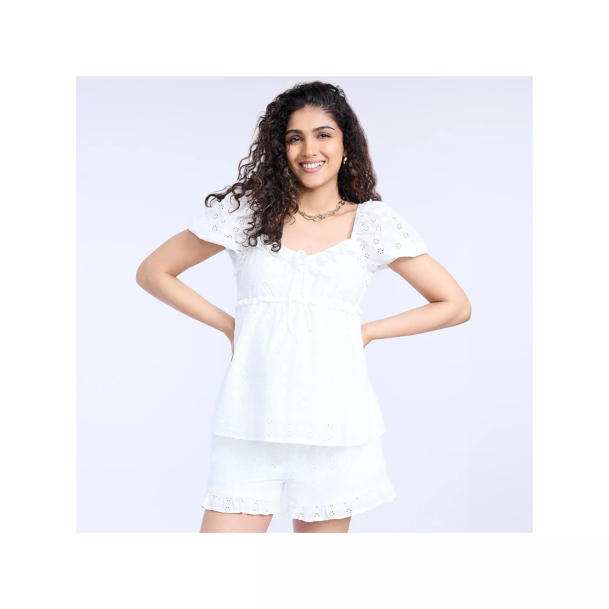 Maternity Motherhood® Short Sleeve Ruffle Top, Women's, Size: Medium-Mat, White Product Image