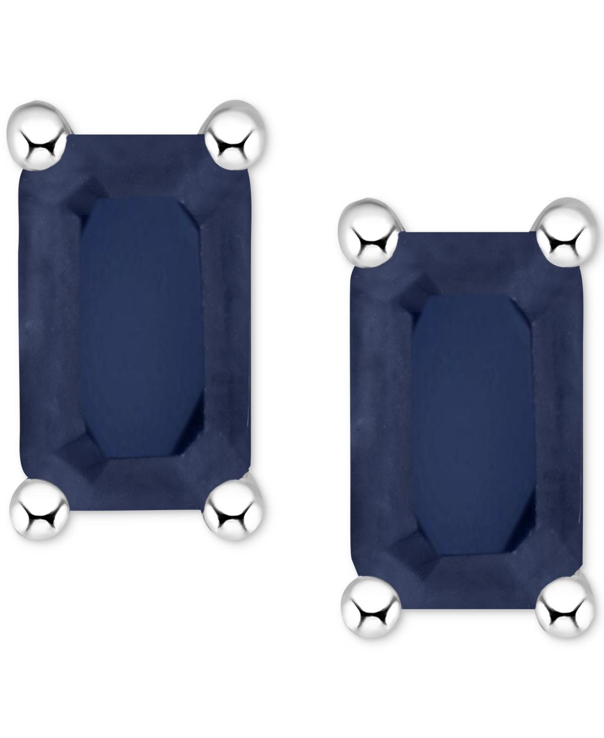 14k White Gold Emerald Cut Birthstone Stud Earrings, Women's, Red Jul Product Image