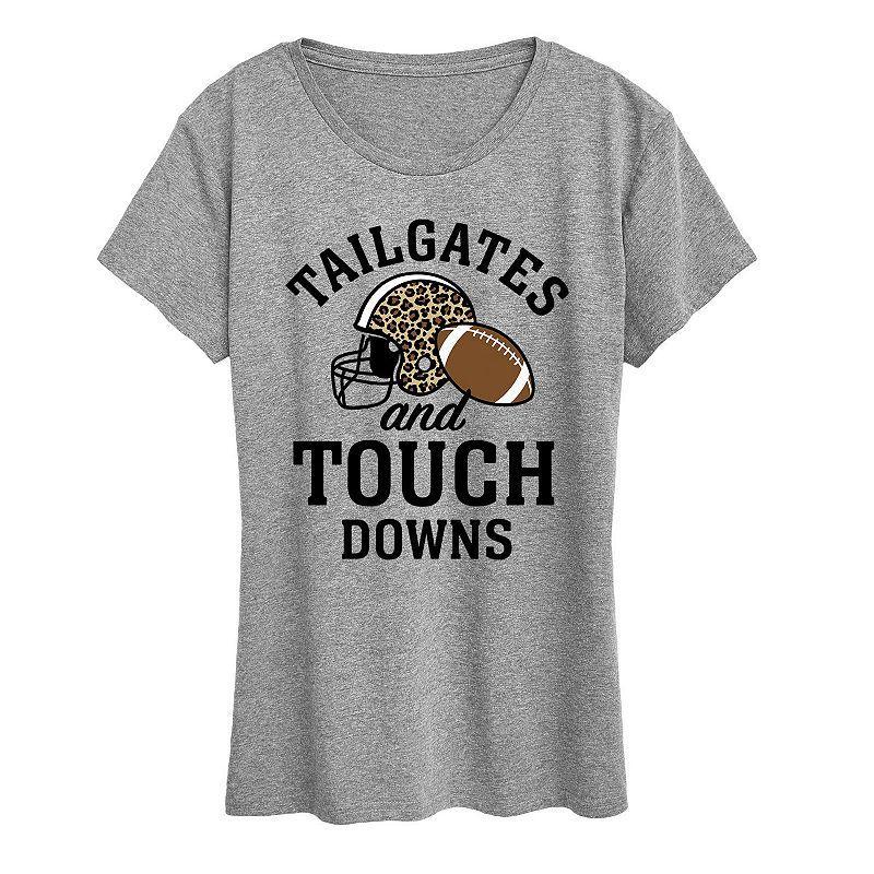 Womens Tailgates Touchdowns Graphic Tee, Girls Grey Green Product Image