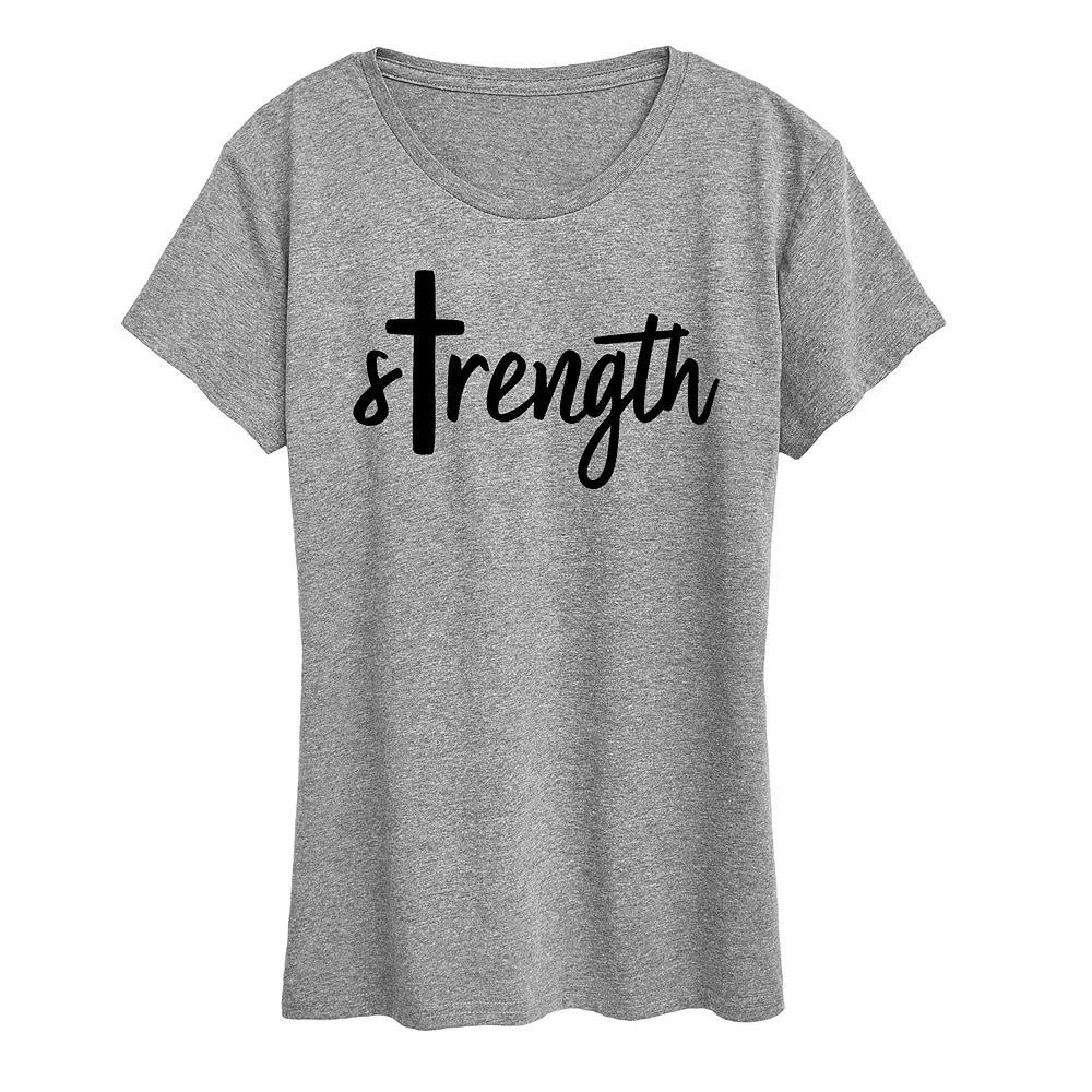 Womens Strength Cross Graphic Tee Grey Green Product Image