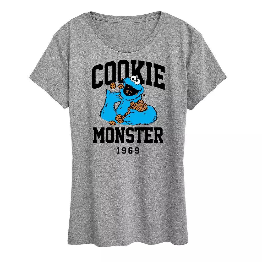 Women's Sesame Street Cookie Monster Graphic Tee, Size: Small, Grey Gray Product Image