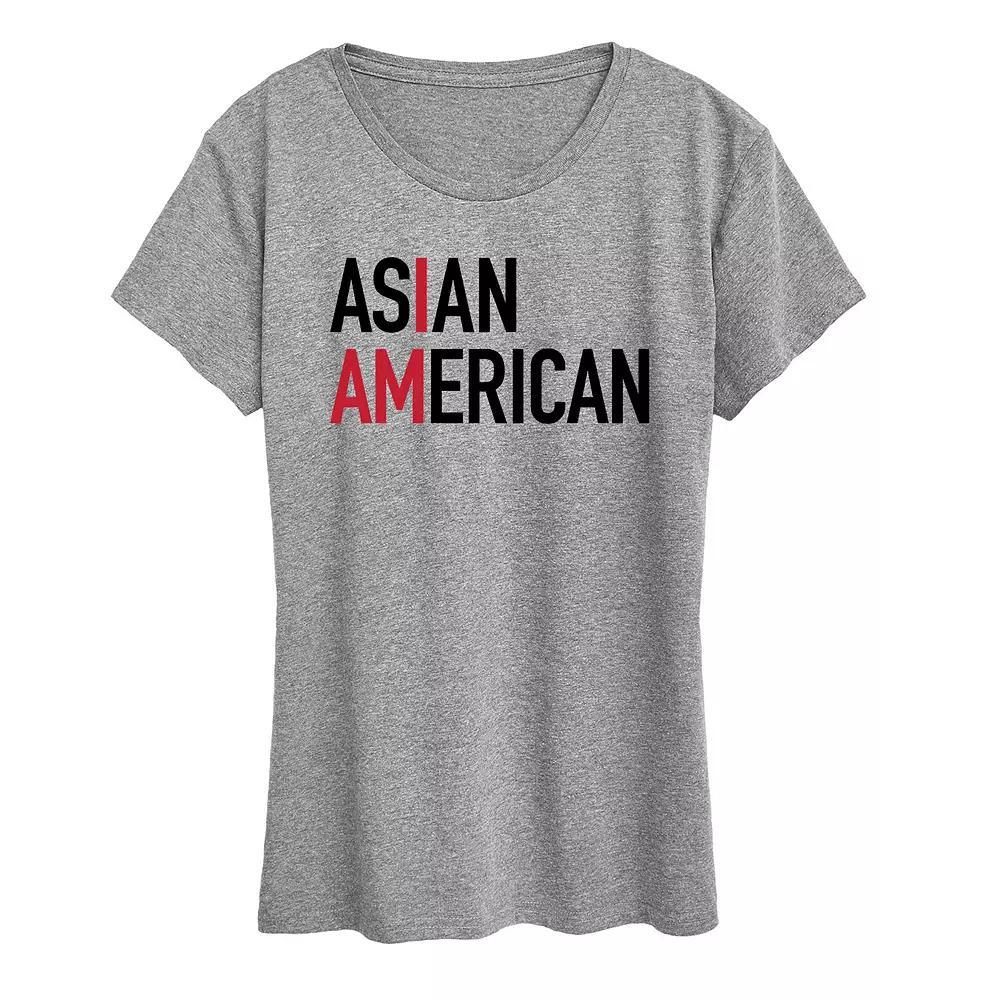 Womens I am Asian American Graphic Tee Grey Gray Product Image