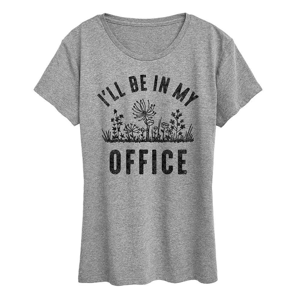 Womens Ill Be In My Office Graphic Tee Grey Red Product Image