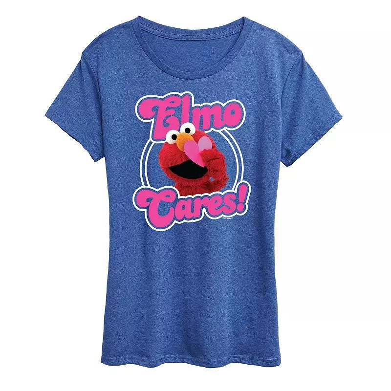 Womens Sesame Street Elmo Cares Graphic Tee Grey Green Product Image