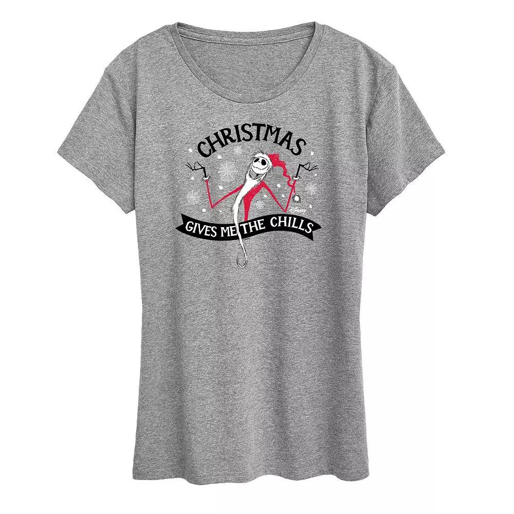Disneys Nightmare Before Christmas Womens Chills Graphic Tee, Girls Grey Royal Blue Product Image