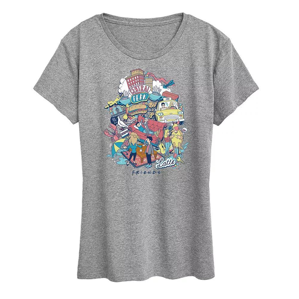 Disneys Lilo & Stitch Womens Love Grid Graphic Tee Grey Gray Product Image