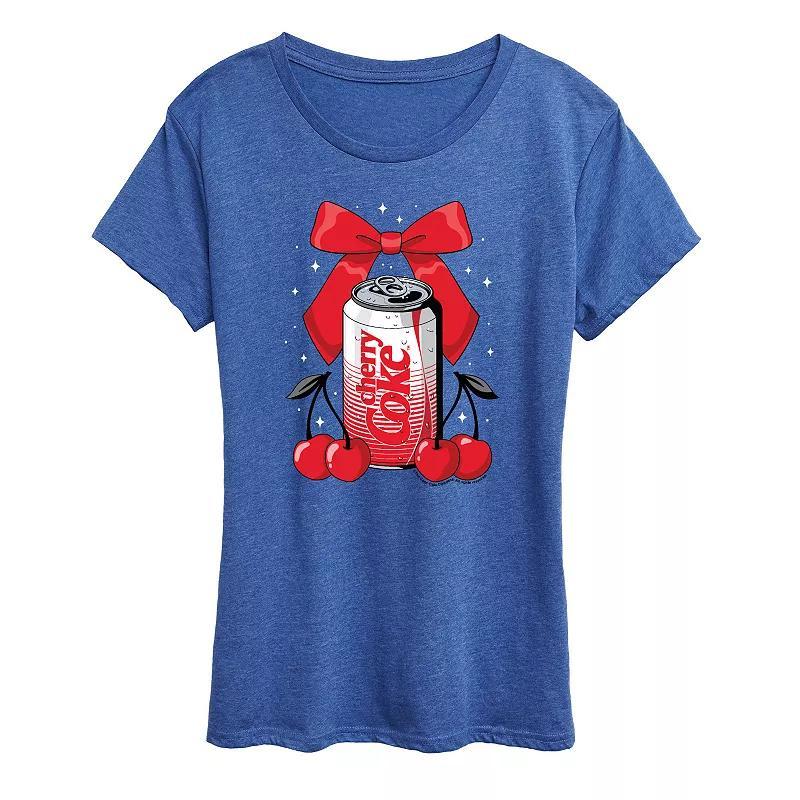 Womens Coca-Cola Cherry Can Bow Graphic Tee Grey Gray Product Image