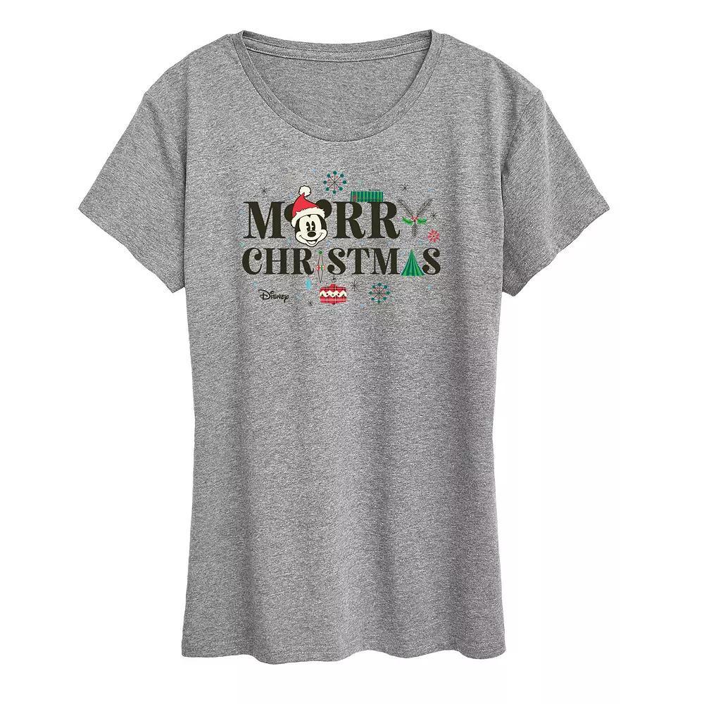 Disneys Lilo & Stitch Womens Love Grid Graphic Tee Grey Gray Product Image