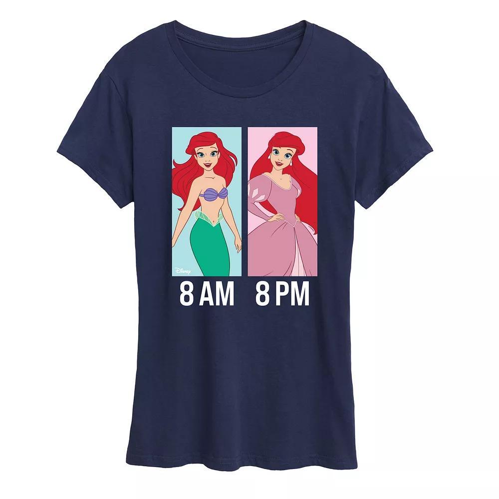 Disney Princess Ariel Womens AM to PM Graphic Tee Grey Royal Blue Product Image