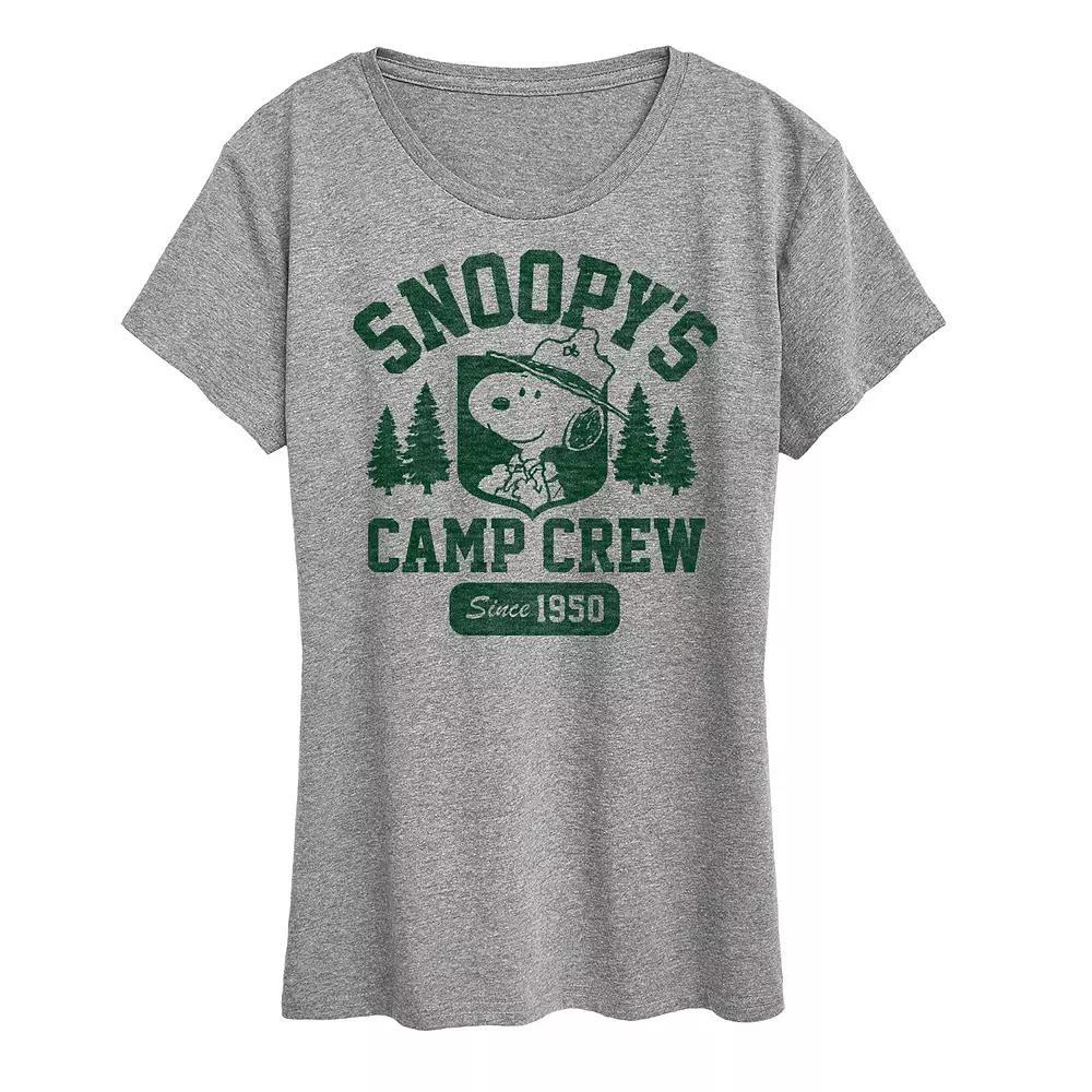 Womens Peanuts Snoopys Camp Crew Graphic Tee Product Image
