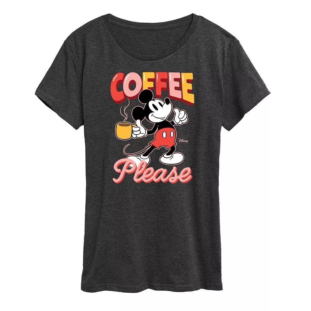 Disneys Mickey Mouse Womens Coffee Graphic Tee Grey Gray Product Image
