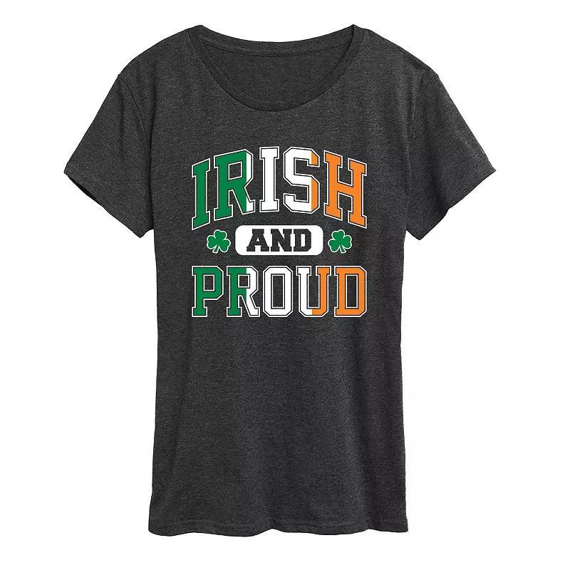 Women's Irish And Proud Graphic Tee, Size: Large, Heather Grey Product Image