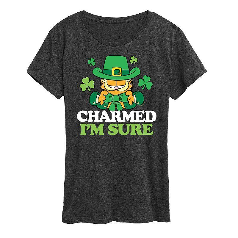 Womens Garfield Charmed Im Sure Graphic Tee Heather Grey Product Image