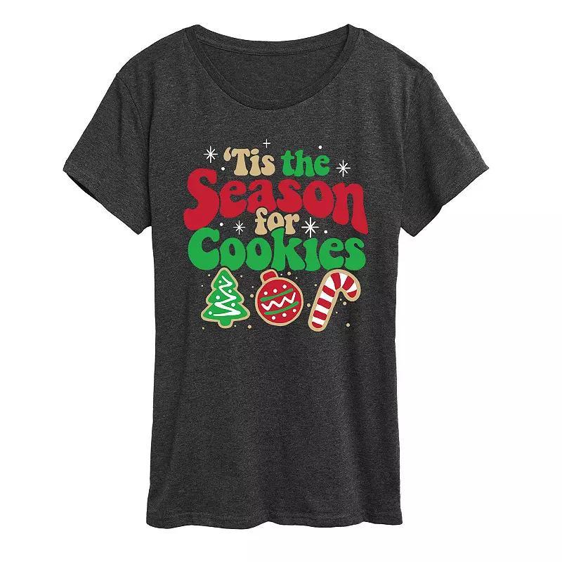 Womens Lucky Script Four Leaf Clover Graphic Tee, Girls Heather Grey Product Image