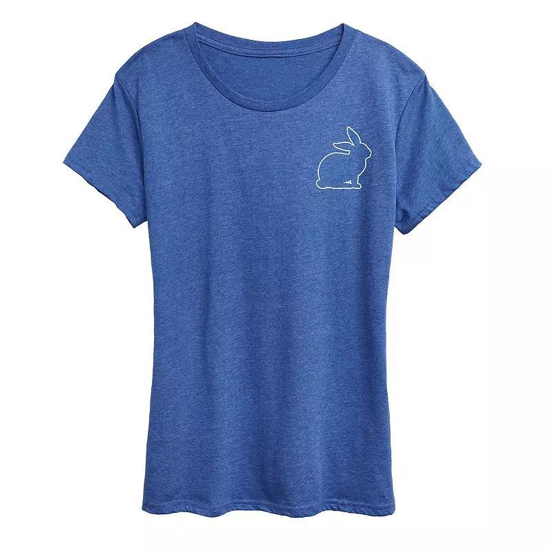 Womens Bunny Outline Graphic Tee Grey Blue Product Image