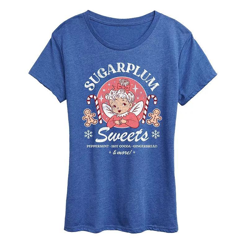 Womens Sugarplum Sweets Graphic Tee, Girls Grey Blue Product Image