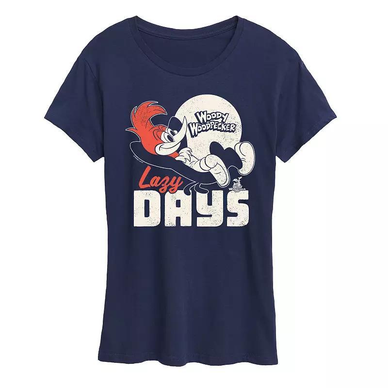 Womens Woody Woodpecker Lazy Days Graphic Tee, Girls Blue Product Image