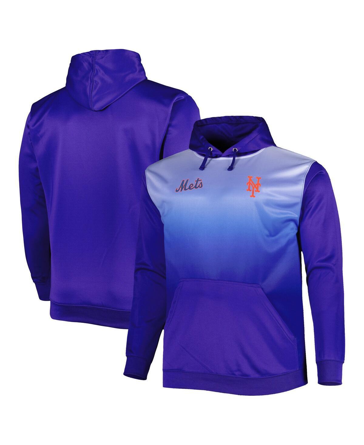 Men's Royal New York Mets Fade Sublimated Fleece Pullover Hoodie, Size: 3XLT, Blue Product Image