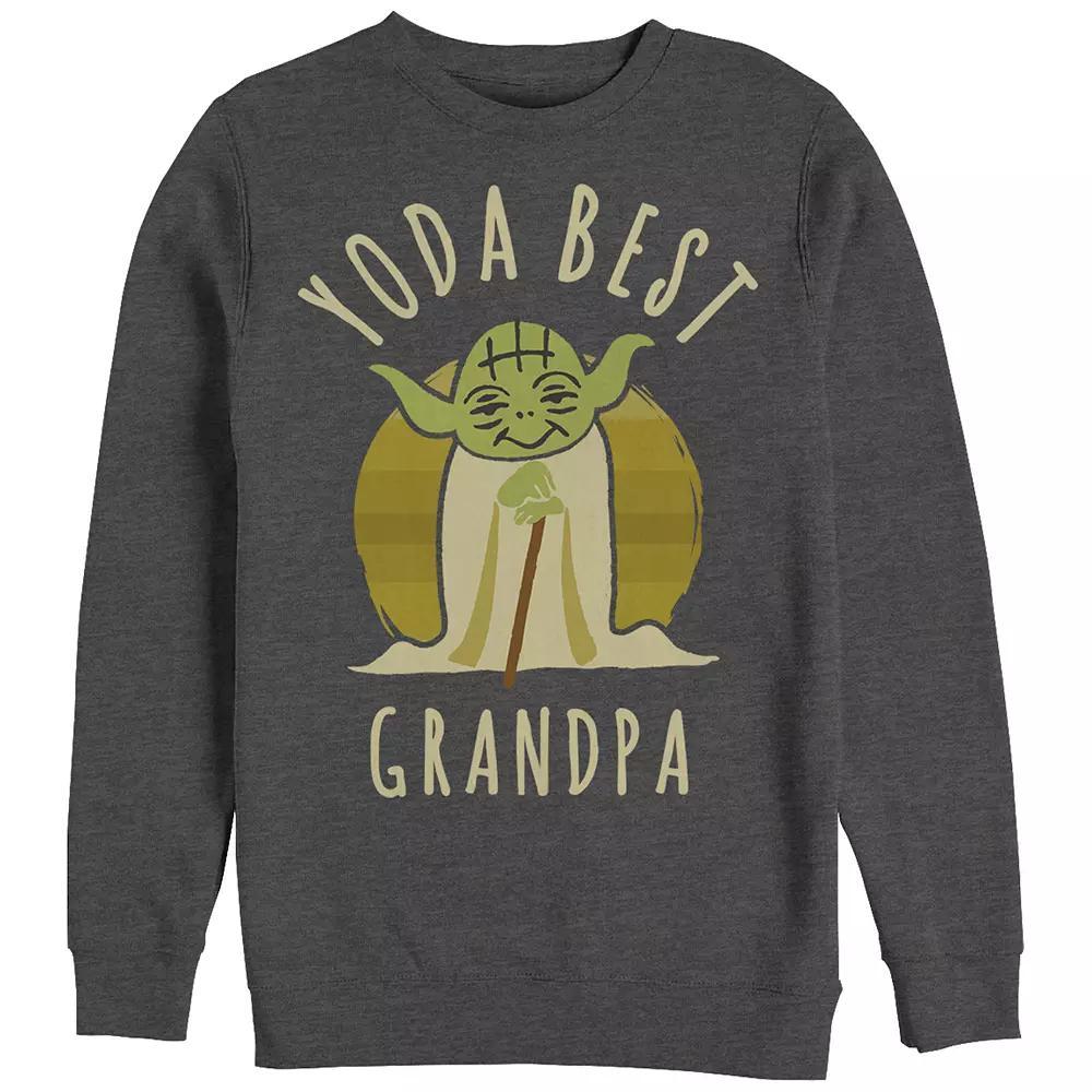 Men's Star Wars Yoda Best Grandpa Cartoon Yoda Sweatshirt, Size: Medium, Grey Heather Product Image
