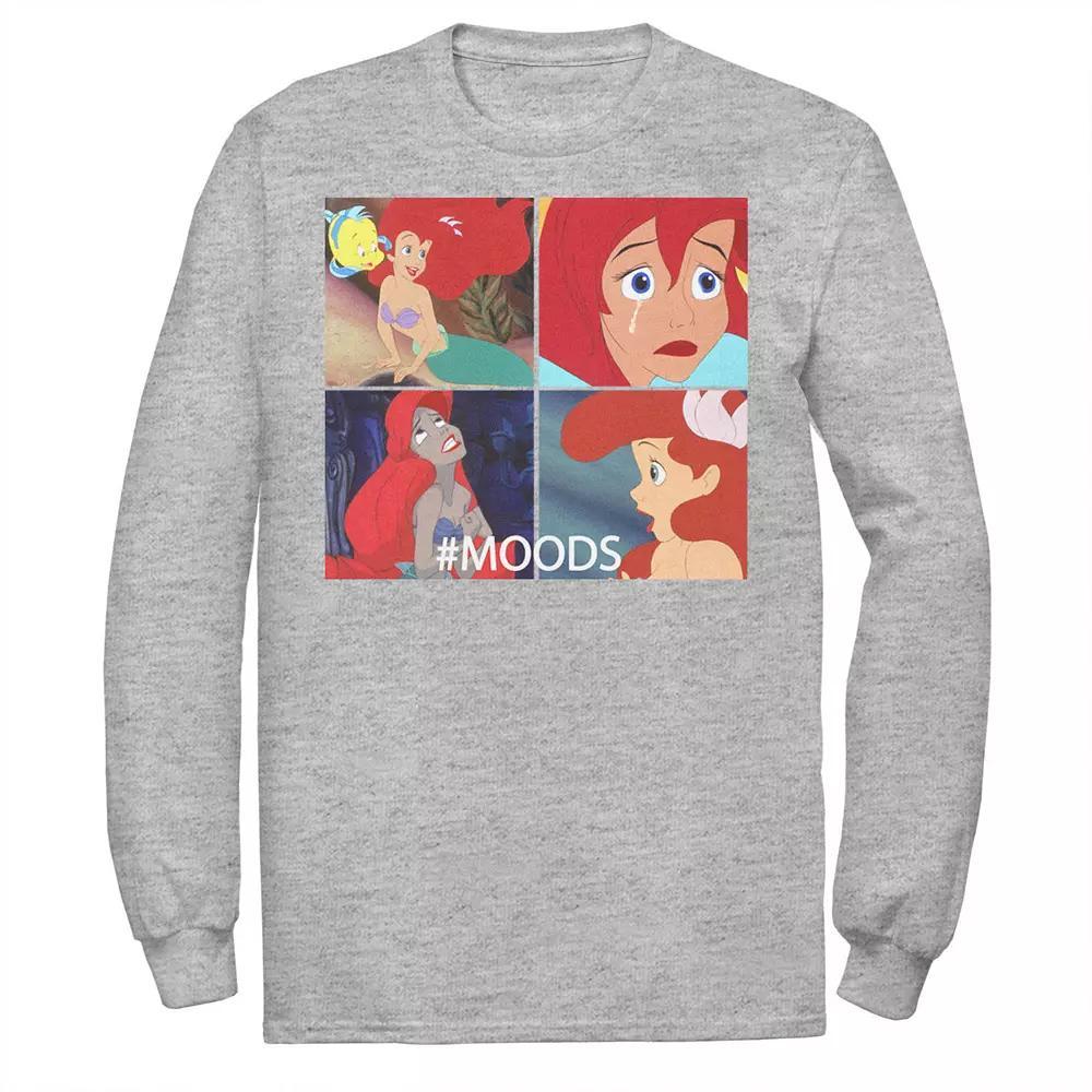 Disneys The Little Mermaid Ariel Mens Mood Panels Tee Athletic Grey Product Image