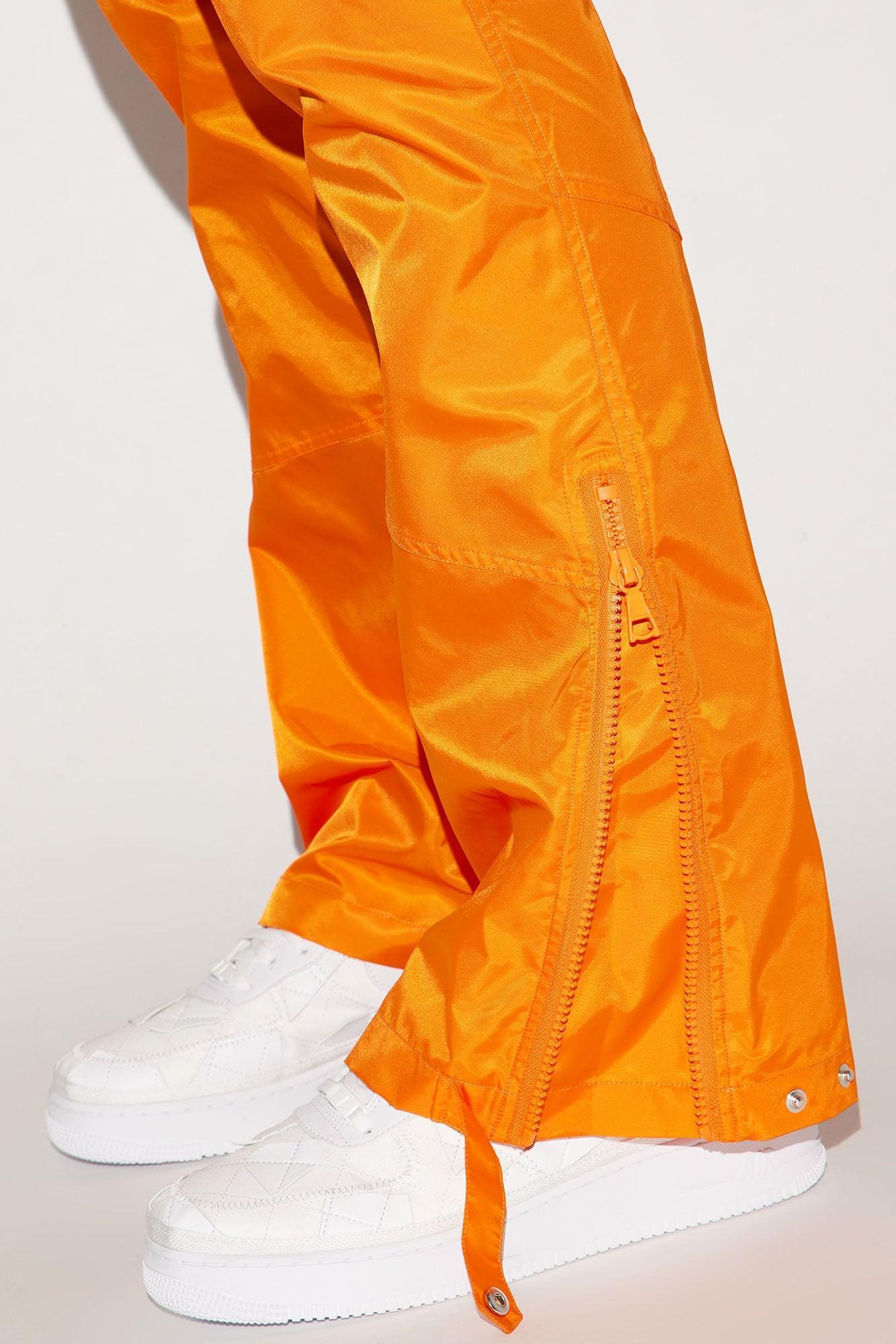 Play The Track Stacked Slim Flare Nylon Pants - Orange Product Image