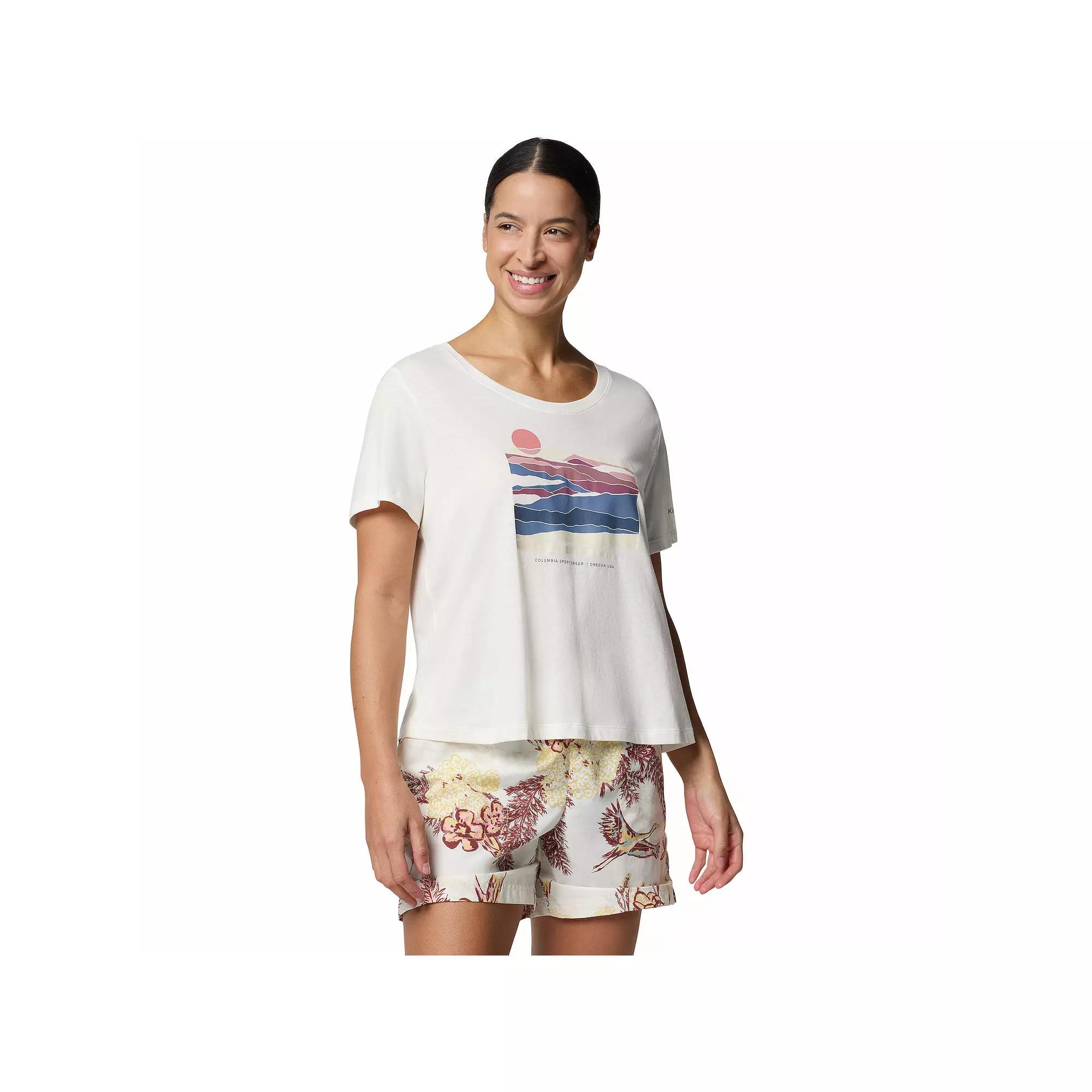 Women's Columbia Omni-WICK™ Ruby Springs Scoopneck Short Sleeve Graphic Tee, Size: Medium, Collegiate Blue Product Image