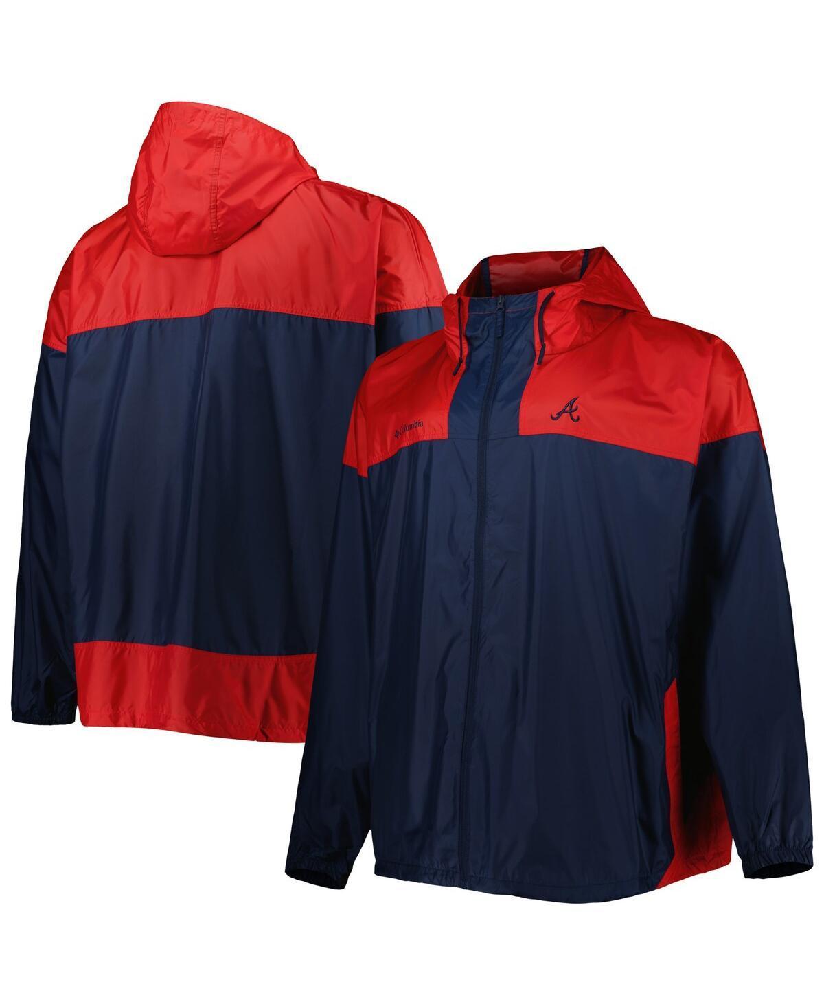 Men's Columbia Navy Atlanta Braves Flash Forward Challenger Omni-Shade Full-Zip Windbreaker, Size: 3XB, Blue Product Image