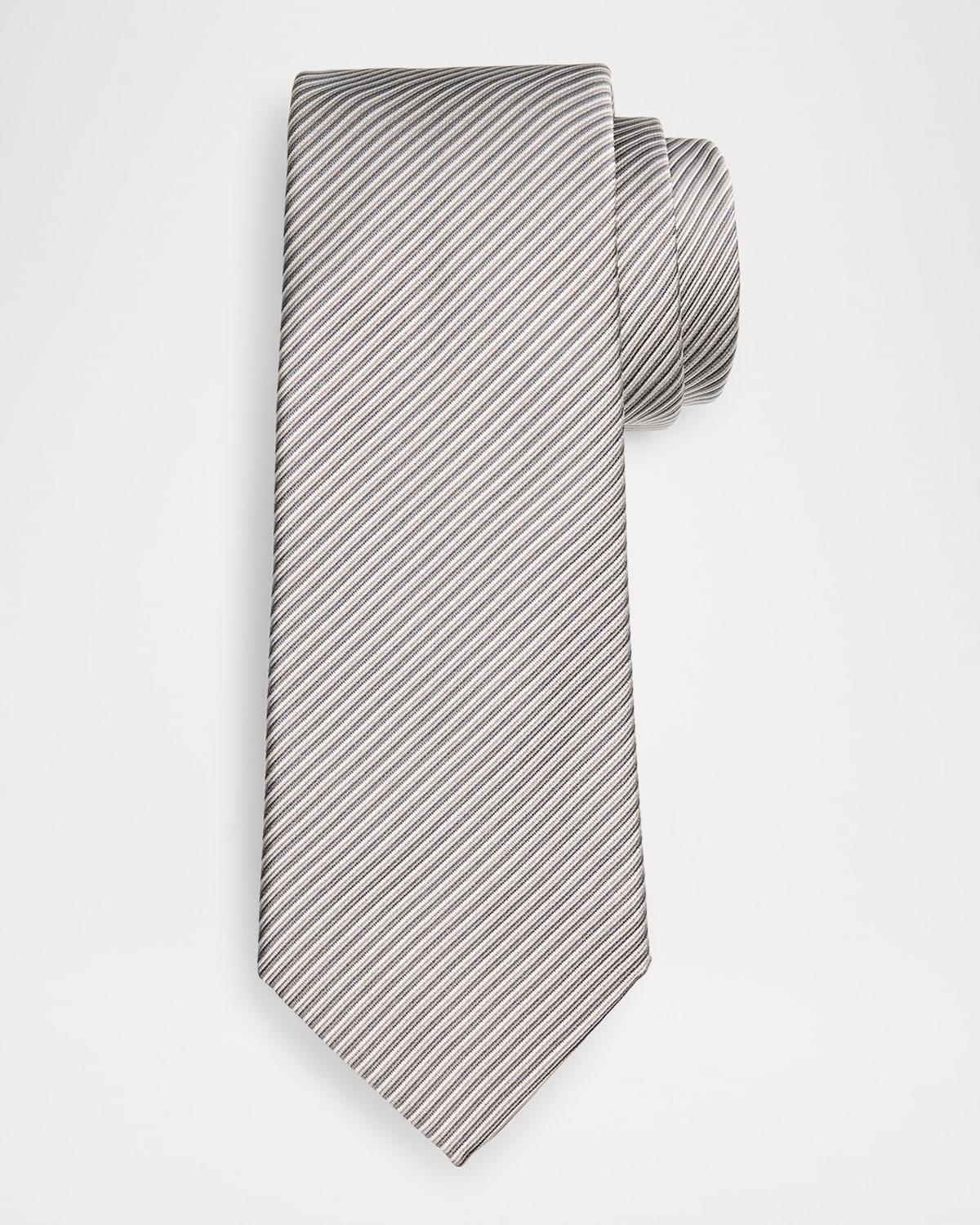 Mens Micro-Stripe Silk and Cotton Tie Product Image