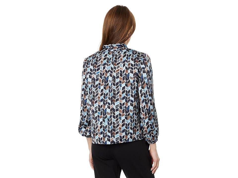 NIC+ZOE Plus Size Herringbone Blues Top Multi) Women's Clothing Product Image