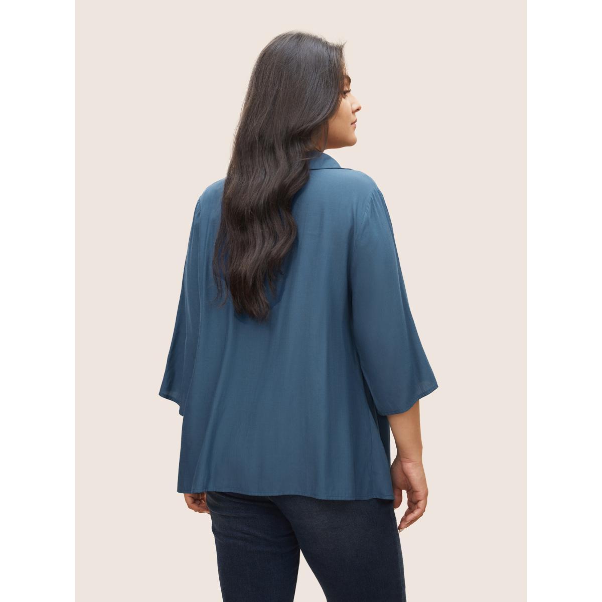 Plus Size Aegean Cowl Neck Plain Bell Sleeve Blouse Women Work From Home Elbow-length sleeve Cowl Neck Work Blouses BloomChic 14-16/1X Product Image