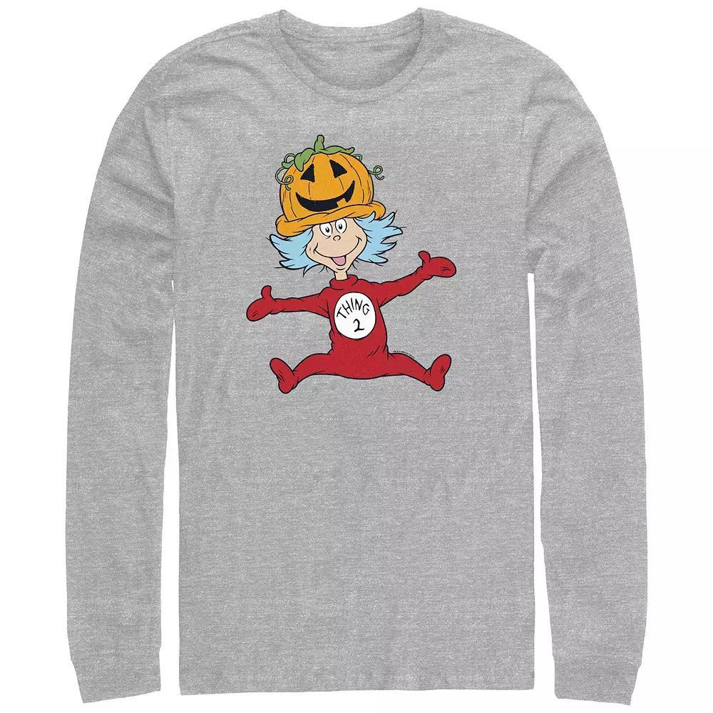 Men's Dr. Seuss Thing 2 Pumpkin Hat Long Sleeve Graphic Tee, Size: XL Tall, Athletic Grey Product Image